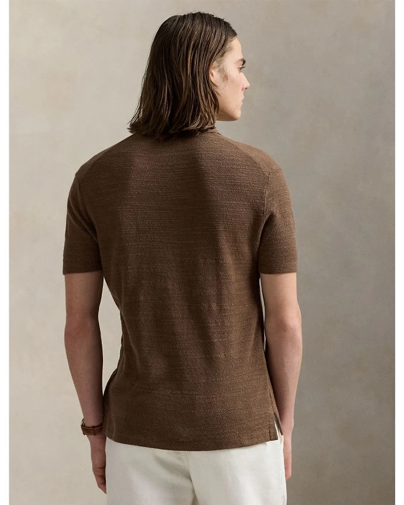 Textured Short Sleeve Cotton-Linen Shirt