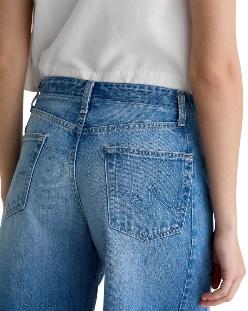 Hattie Cinched High Rise Bermuda Jean Shorts Sweetwater