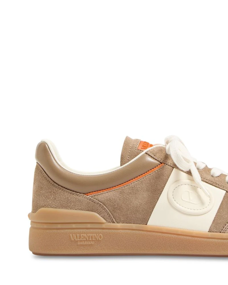 Men's Embroidered La Greca Suede Sneakers