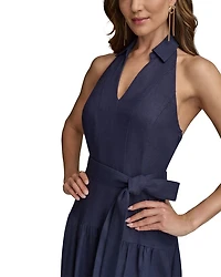 Linen Blend Halter A Line Dress