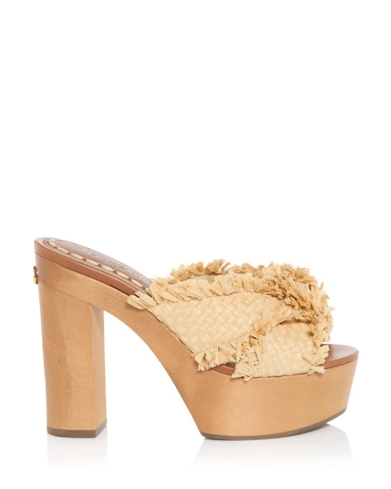 Women's Frayed Raffia Platform Wedge Sandals