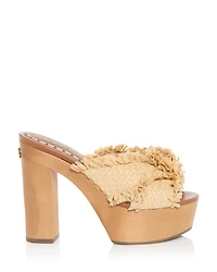 Women's Frayed Raffia Platform Wedge Sandals