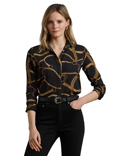 Classic Fit Belting Print Crepe Shirt