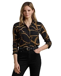 Classic Fit Belting Print Crepe Shirt