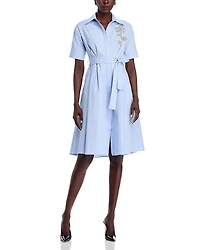 Nancy Yang Rose Applique Cotton Button Down Dress