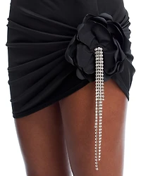 Crystal Flower Draped Mini Skirt