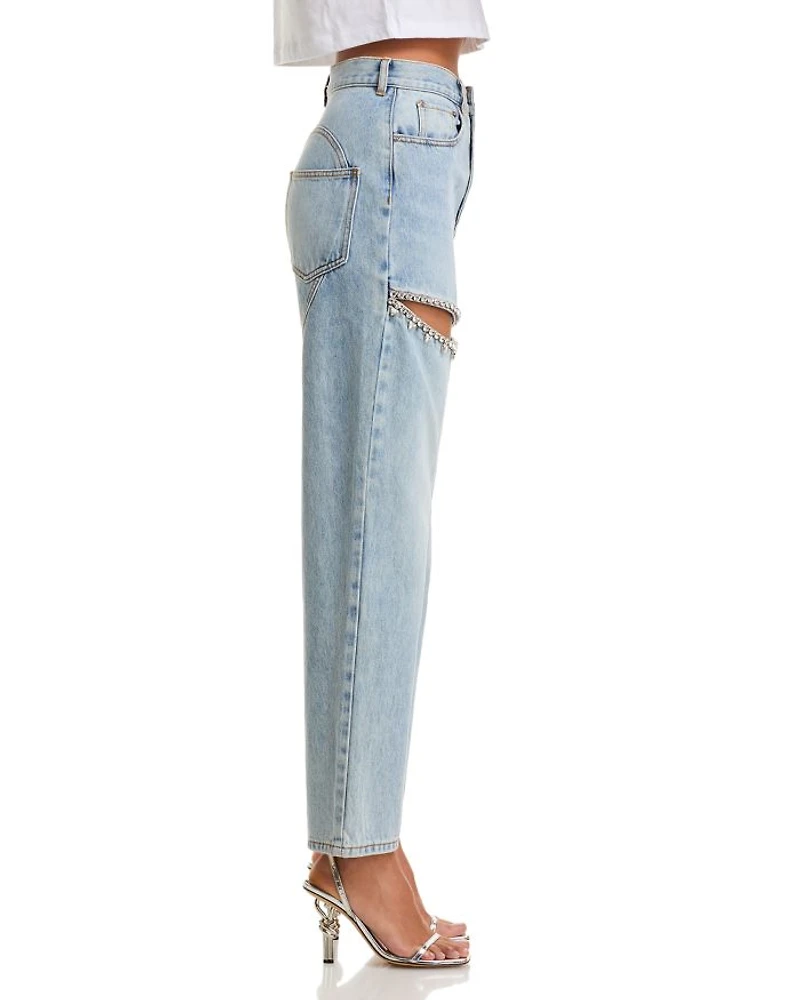 Crystal Slit Jeans Light Blue
