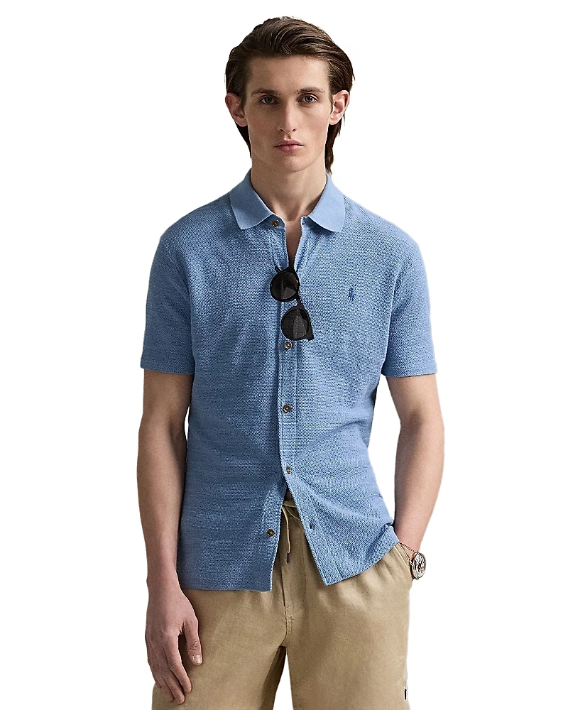 Polo Ralph Lauren Textured Short Sleeve Cotton-Linen Shirt