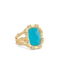 Pavé & Turquoise Bamboo Cocktail Ring