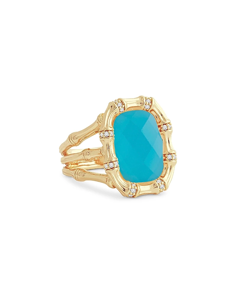 Anabel Aram Pave & Turquoise Bamboo Cocktail Ring