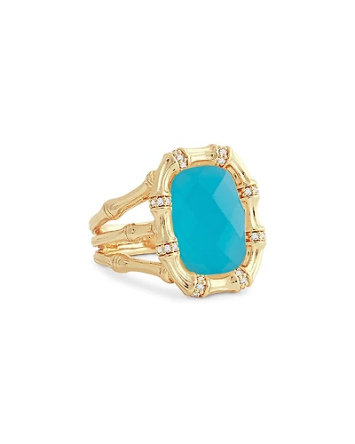 Anabel Aram Pave & Turquoise Bamboo Cocktail Ring