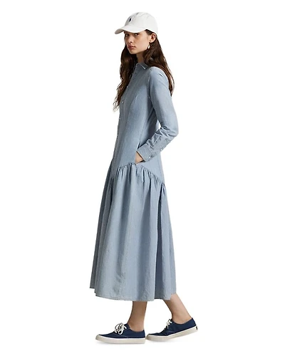 Cotton Linen Chambray Shirtdress