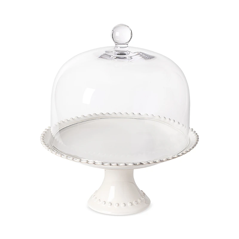 Costa Nova Pearl Footed Cake Plate with Glass Dome