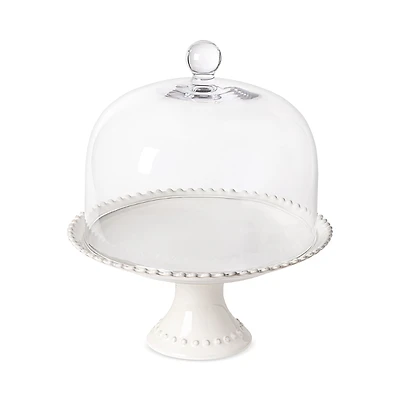 Costa Nova Pearl Footed Cake Plate with Glass Dome