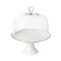 Costa Nova Pearl Footed Cake Plate with Glass Dome