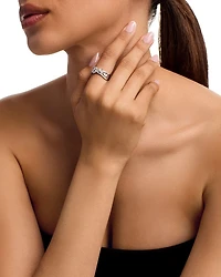 Diamond Mixed Cut Crossover Ring in 14K White Gold, 0.85 tcw