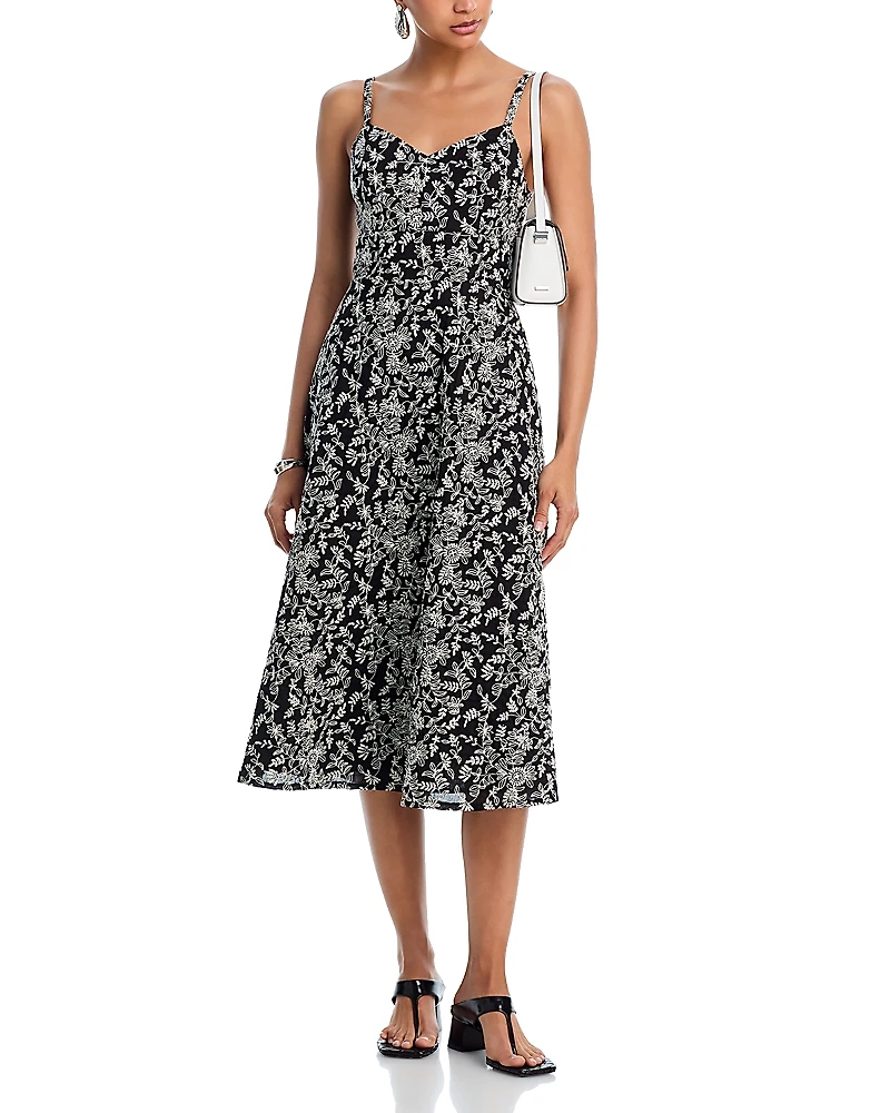 Aqua Embroidered Tank Midi Dress - Exclusive