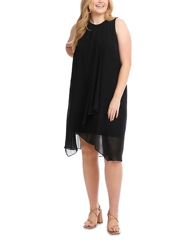 Plus Sleeveless Draped Crossover Dress