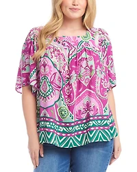 Plus Flare Sleeve Square Neck Top