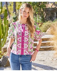 Puff Sleeve Button Front Top