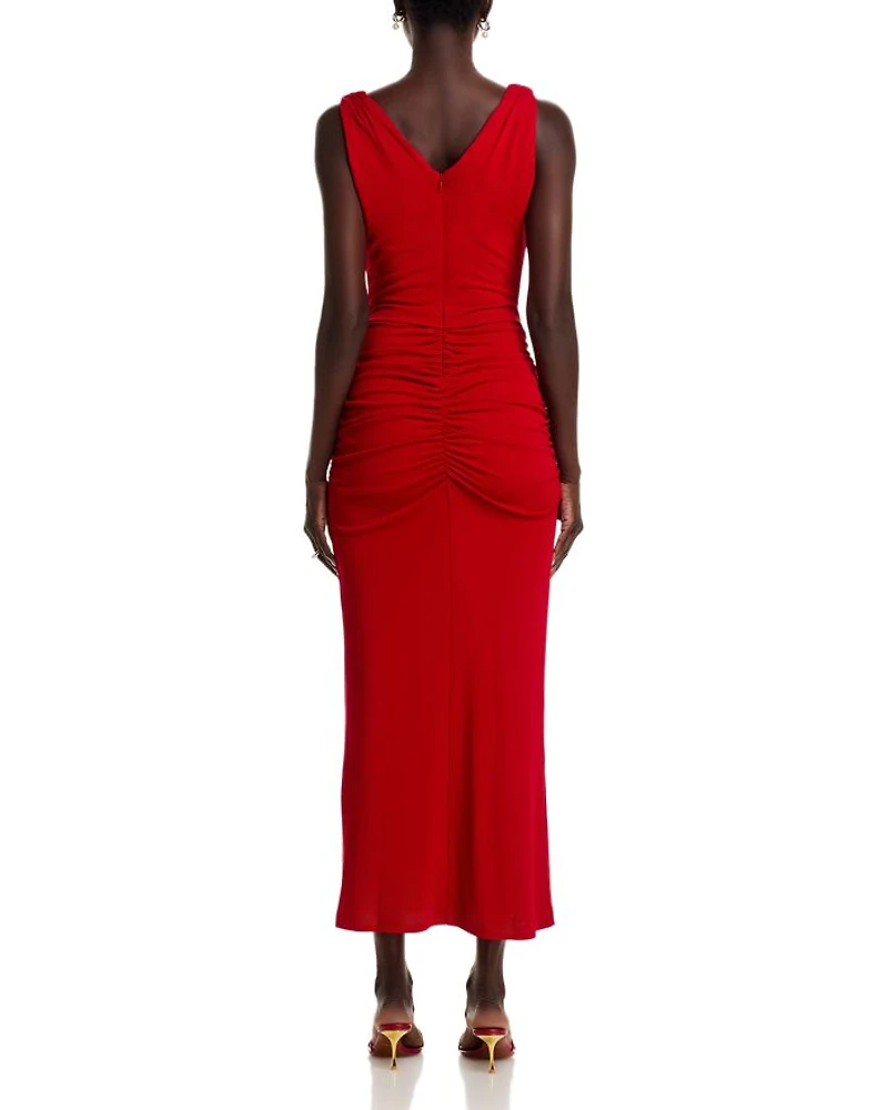V Neck Ruched Column Dress