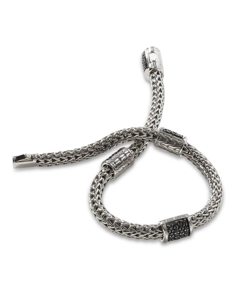Sterling Silver Icon Bracelet with Pavé Black Sapphires, 5mm