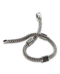 Sterling Silver Icon Bracelet with Pavé Black Sapphires, 5mm