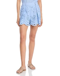 Aqua Floral Eyelet Shorts - Exclusive