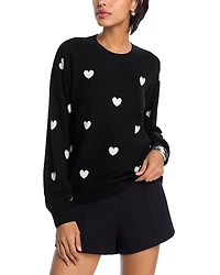 Aqua 100% Cashmere Heart Crewneck Sweater - Exclusive