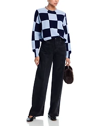 Check Pattern Brushed Cashmere Sweater - Exclusive