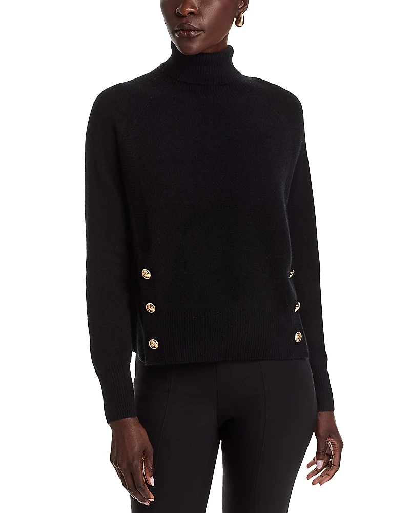 C by Bloomingdale's Cashmere Button Trim Turtleneck Sweater - Exclusive