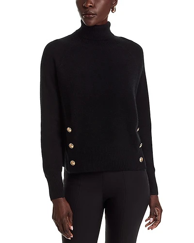 C by Bloomingdale's Cashmere Button Trim Turtleneck Sweater - Exclusive
