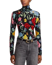 C by Bloomingdale's Cashmere Printed Floral Turtleneck Sweater - Exclusive