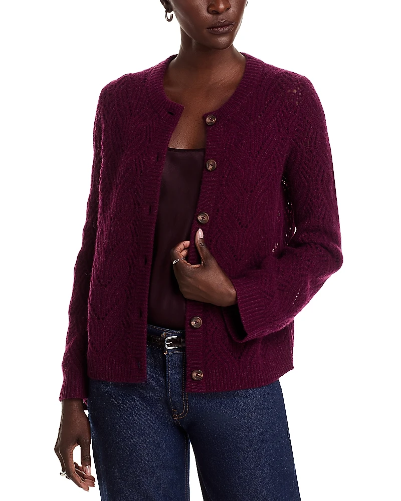 C by Bloomingdale's Cashmere Pointelle Cardigan - Exclusive