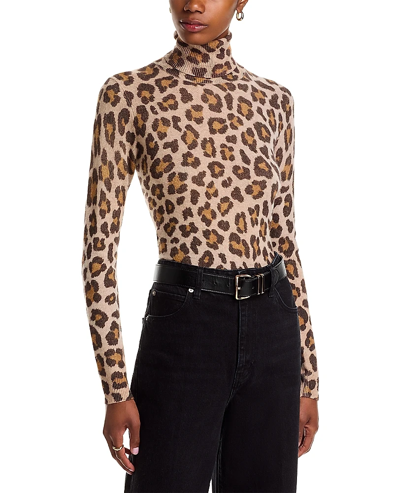 C by Bloomingdale's Cashmere Animal Printed Turtleneck Sweater - Exclusive