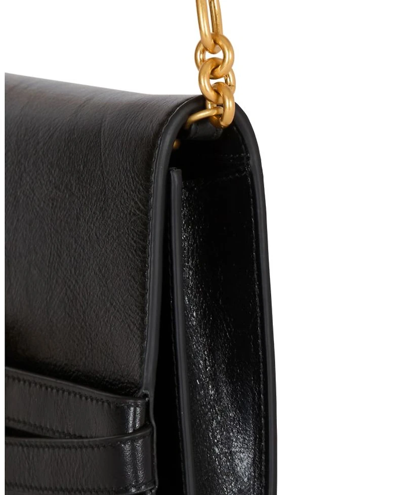 Crinkled Leather Wallet with Shuffle Chain