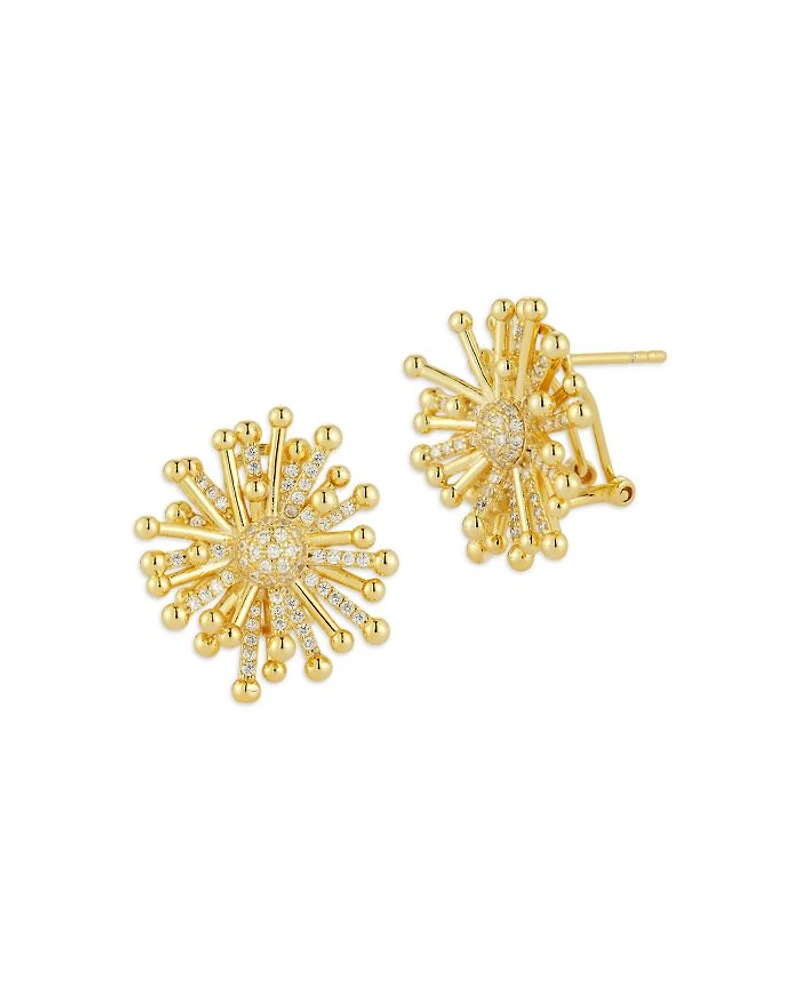 14K Gold Plated Pavé Starburst Statement Stud Earrings - Exclusive