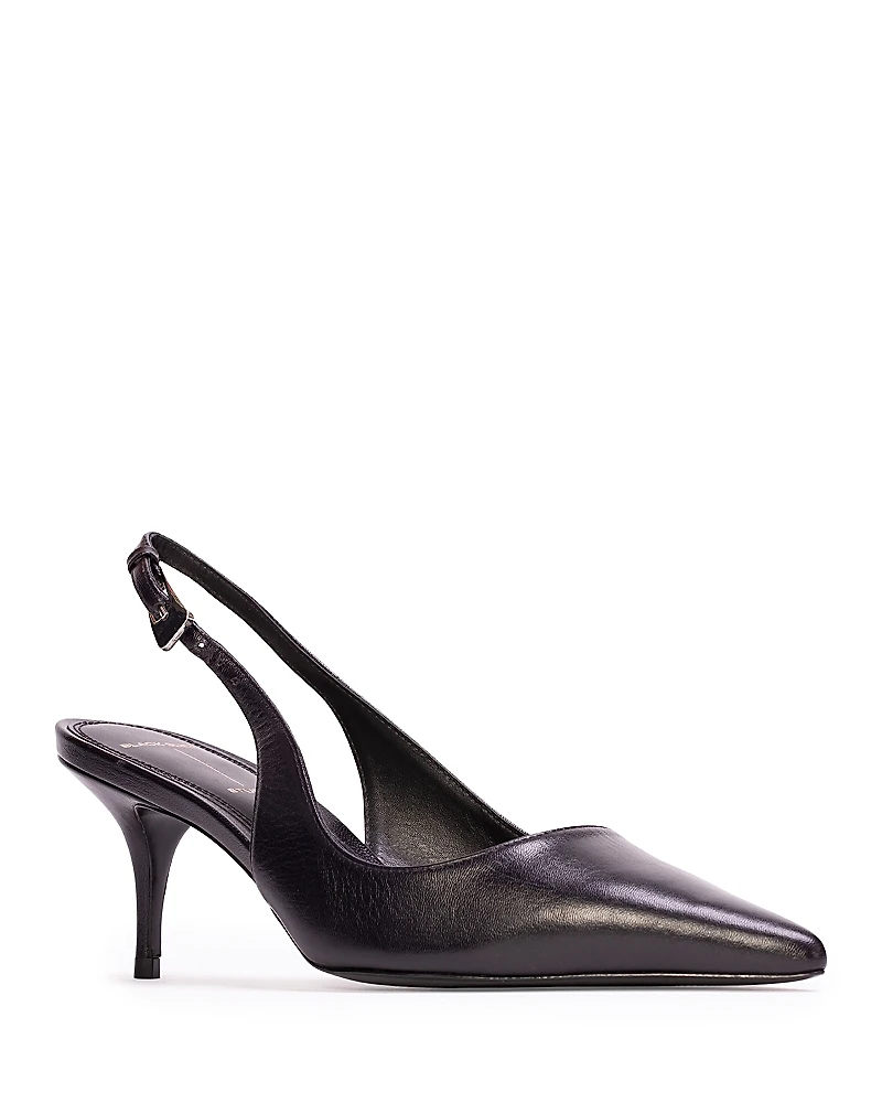 Black Suede Studio Women's Pointed Slingback Pumps
