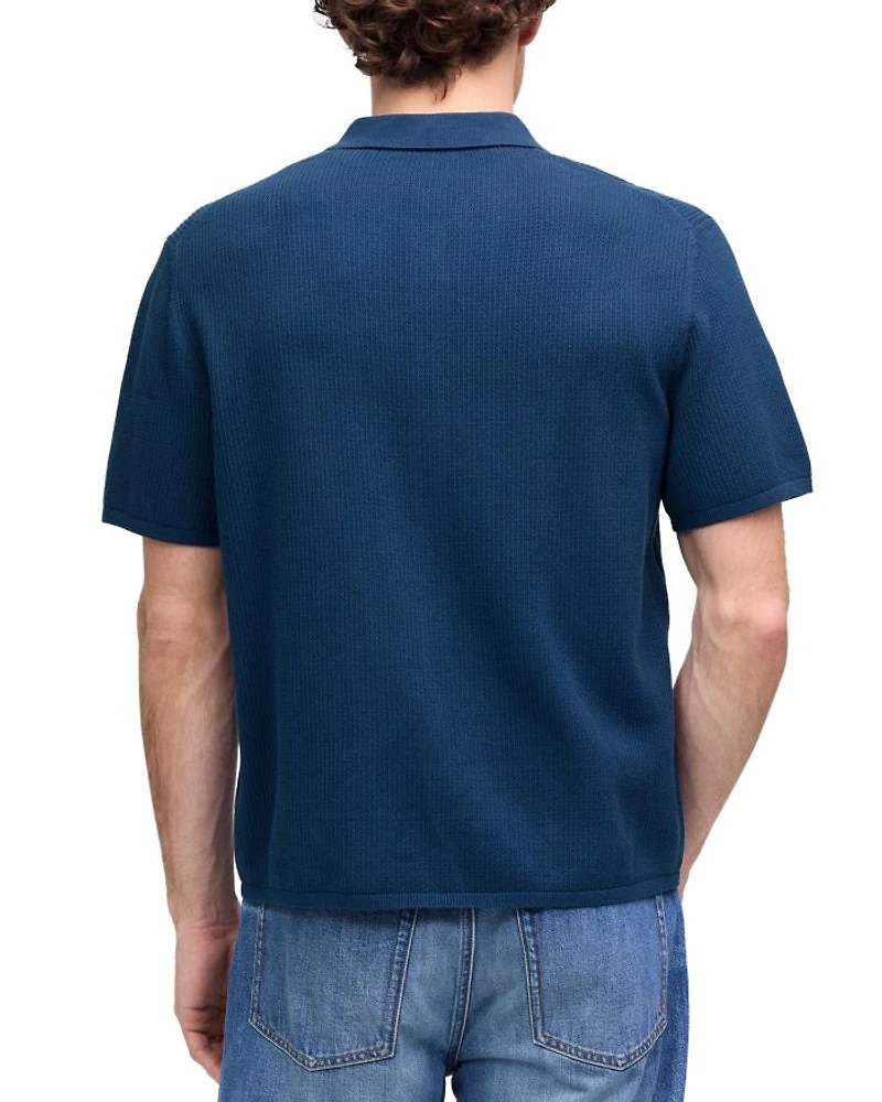 Tuck Stitch Regular Fit Polo Sweater