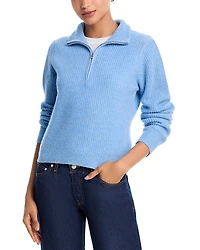 Aqua 100% Cashmere Zip Neck Sweater - Exclusive