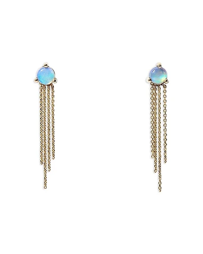 Wwake 14K Yellow Gold Haze Opal & Chain Fringe Drop Earrings