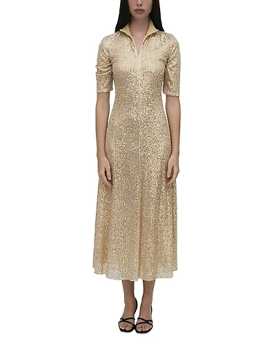 Rosetta Getty Zip Up Midi Turtleneck Dress