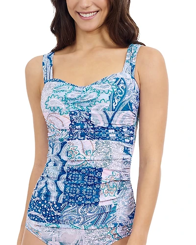Profile by Gottex Printed Ruched Front Sweetheart Tankini
