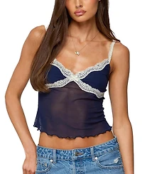 Edikted Contrast Lacey Mesh Tank Top