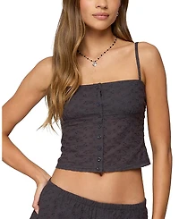 Edikted Shaya Button Up Eyelet Tank Top