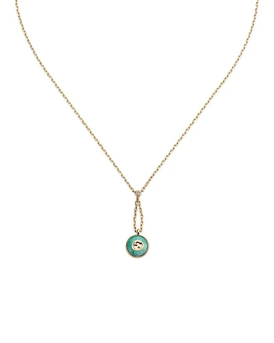 18K Yellow Gold Diamond & Amazonite Interlocking Necklace, 16.5"