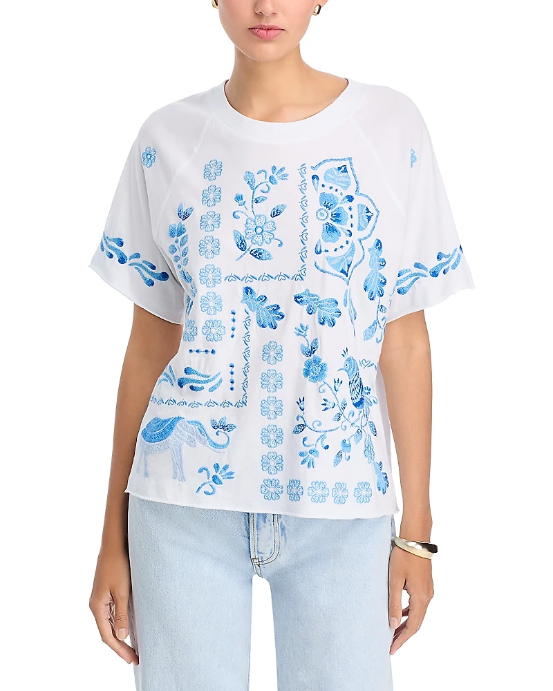 Johnny Was Raw Edge Raglan Boxy Tee