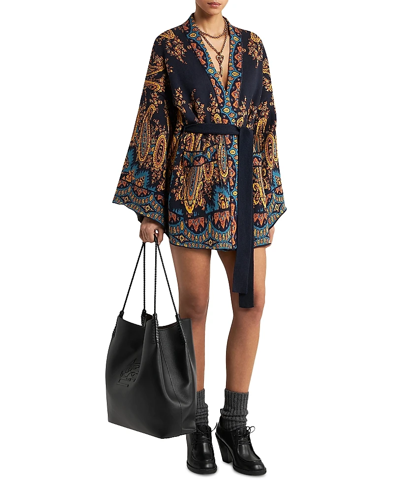 Etro Printed Knitwear Belted Cardigan