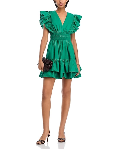 Aqua Flutter Sleeve Mini Dress - Exclusive