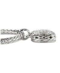 Sterling Silver Diamond Pavé Carved Chain Necklace, 16-18"